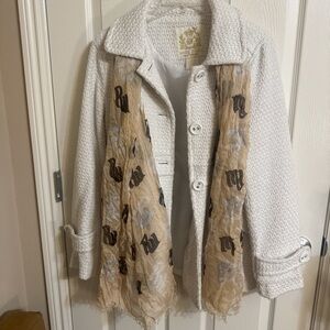 Wet Seal Textured White Jacket with bonus scarf.